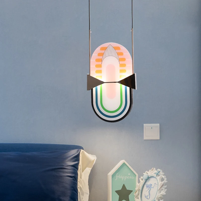 Lustre suspendu ovale en verre rose, plafonnier suspendu de styliste à 2 lumières pour chevet Clearhalo