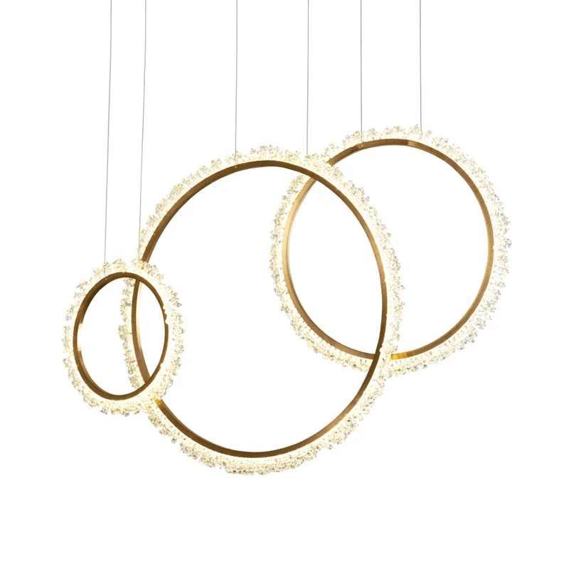 Lustre suspendu en perles de cristal à boucle, Kit de lampe suspendue LED de 16 "/23,5"/31,5 pouces de large, modernisme d...