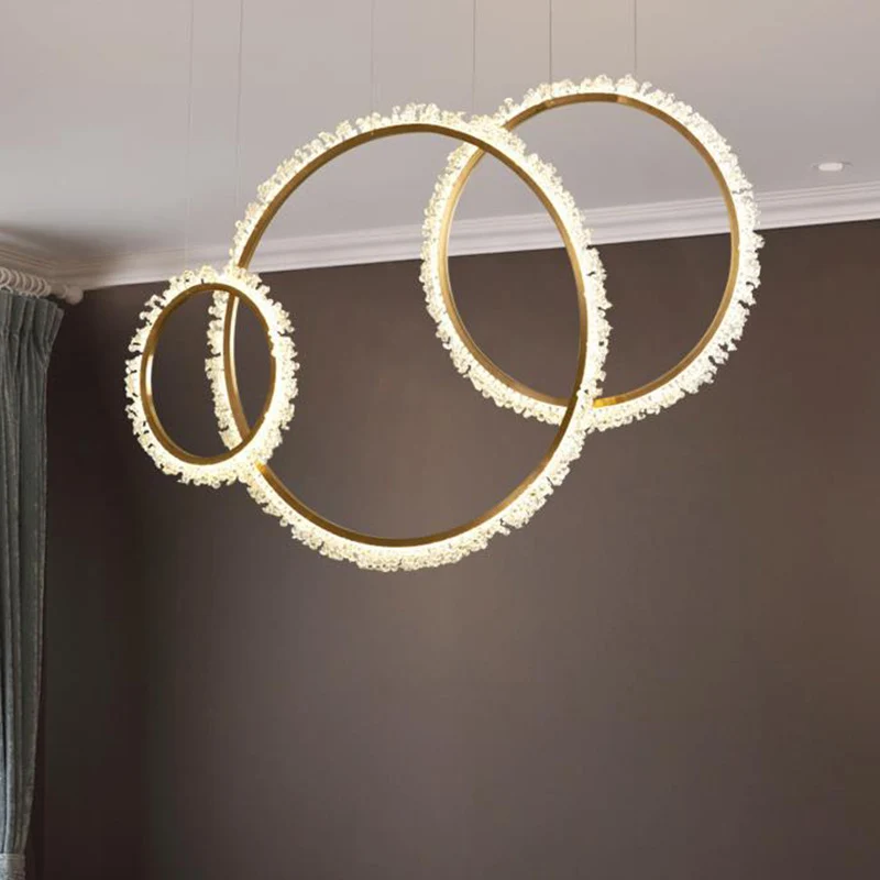 Lustre suspendu en perles de cristal à boucle, Kit de lampe suspendue LED de 16 "/23,5"/31,5 pouces de large, modernisme d...