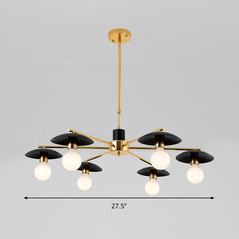 Lustre suspendu radial en métal moderniste 6/8 têtes finition noir et or plafonnier suspension pour salon Clearhalo