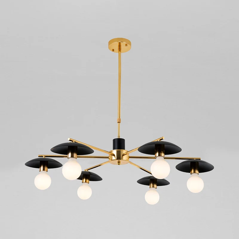 Lustre suspendu radial en métal moderniste 6/8 têtes finition noir et or plafonnier suspension pour salon Clearhalo