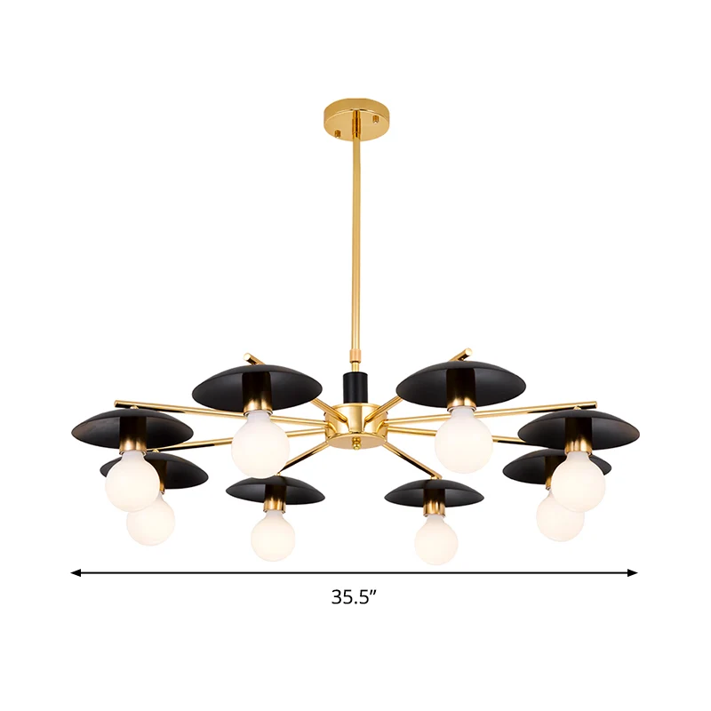 Lustre suspendu radial en métal moderniste 6/8 têtes finition noir et or plafonnier suspension pour salon Clearhalo