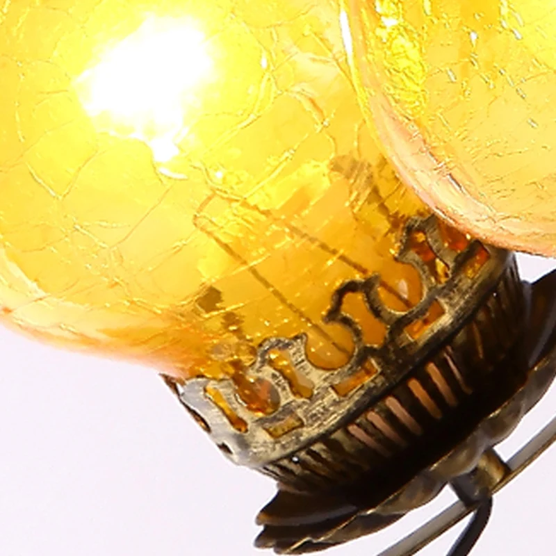 Lustre suspendu en verre craquelé à 6 lumières, Vase Beige traditionnel, luminaire suspendu pour salon Clearhalo