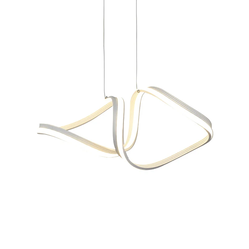 Lustre torsadé en acrylique, luminaire minimaliste LED, plafonnier suspendu blanc en lumière chaude/blanche Clearhalo