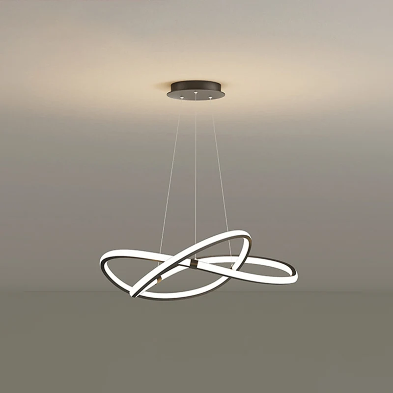 Lustre torsadé ultra-moderne en métal avec auvent rond pour salon Clearhalo