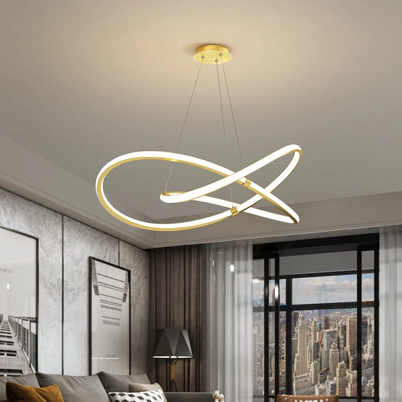 Lustre torsadé ultra-moderne en métal avec auvent rond pour salon Clearhalo