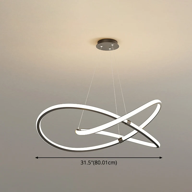 Lustre torsadé ultra-moderne en métal avec auvent rond pour salon Clearhalo