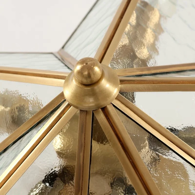Lustre traditionnel en forme d'étoile en verre texturé, 5 ampoules, montage au plafond en laiton, pour le salon Clearhalo