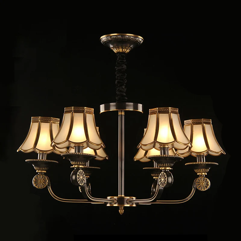 Lustre évasé doré et noir, luminaire traditionnel en verre givré pour chambre à coucher Clearhalo