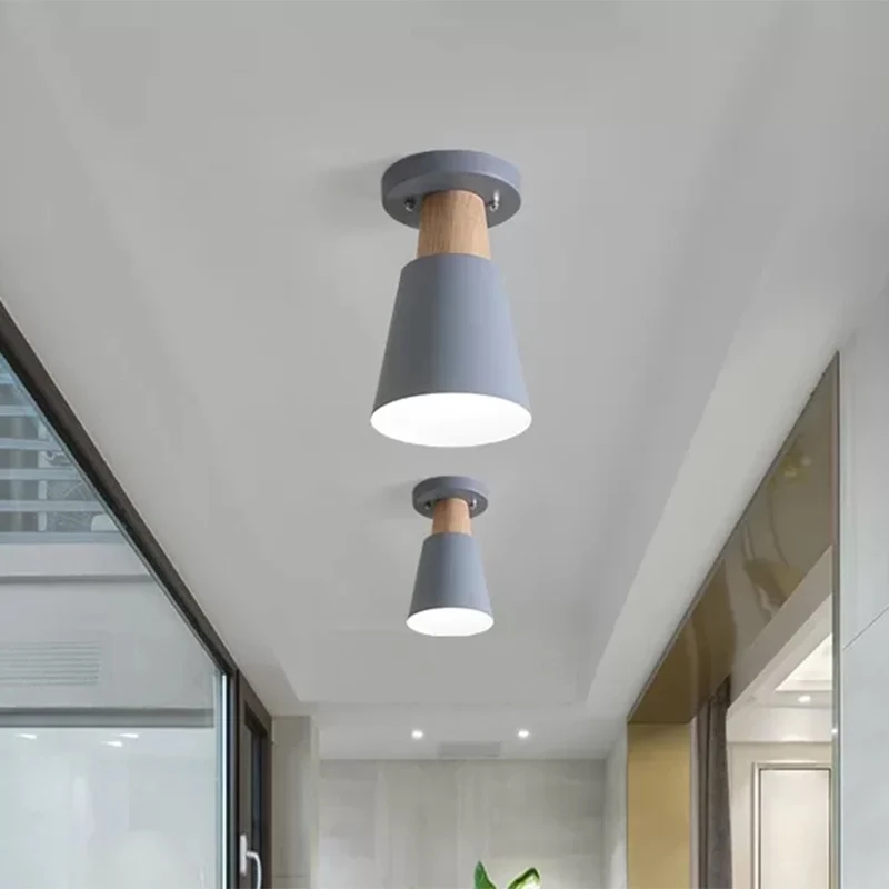 Macaron Conic Semi Flushmount Light Plafonnier semi-encastré en métal à 1 tête en gris/rose/jaune/vert Clearhalo