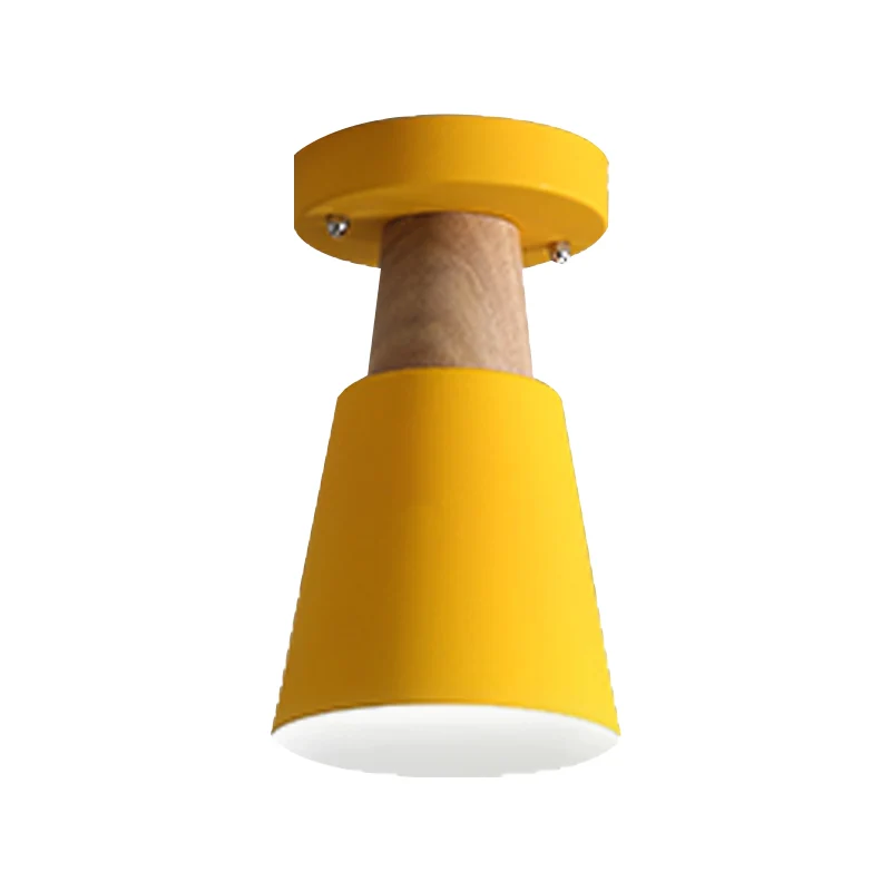 Macaron Conic Semi Flushmount Light Plafonnier semi-encastré en métal à 1 tête en gris/rose/jaune/vert Clearhalo