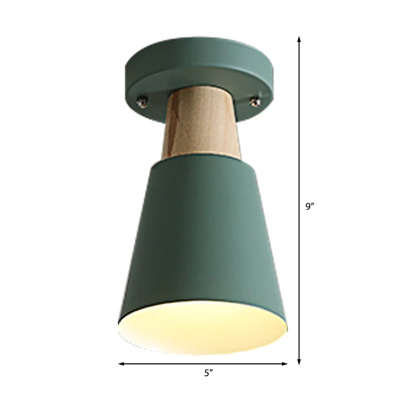 Macaron Conic Semi Flushmount Light Plafonnier semi-encastré en métal à 1 tête en gris/rose/jaune/vert Clearhalo