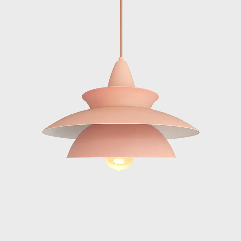Macaron 3 couches de fer suspendu plafonnier à 1 lumière en rose sur la table Clearhalo
