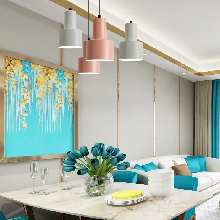 Macaron Loft suspension suspension cylindre 1 tête métallique plafond suspension pour salle de réunion Clearhalo