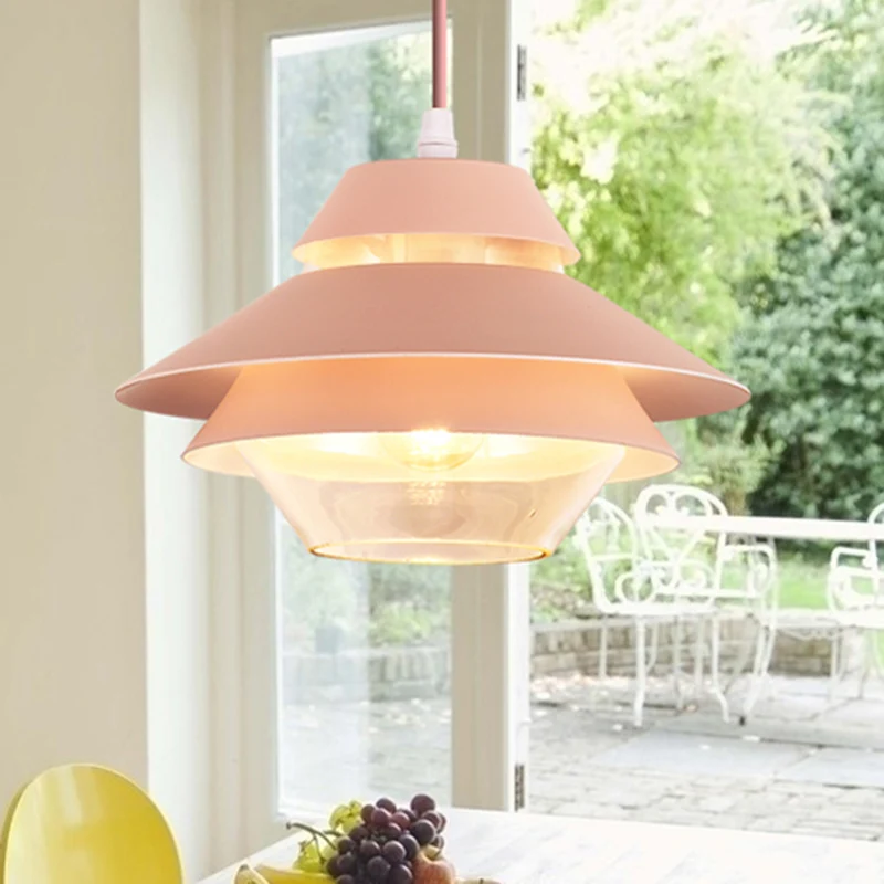 Macaron Plafonnier suspendu évasé élégant à 1 lumière métallique pour salon, bleu/vert Clearhalo