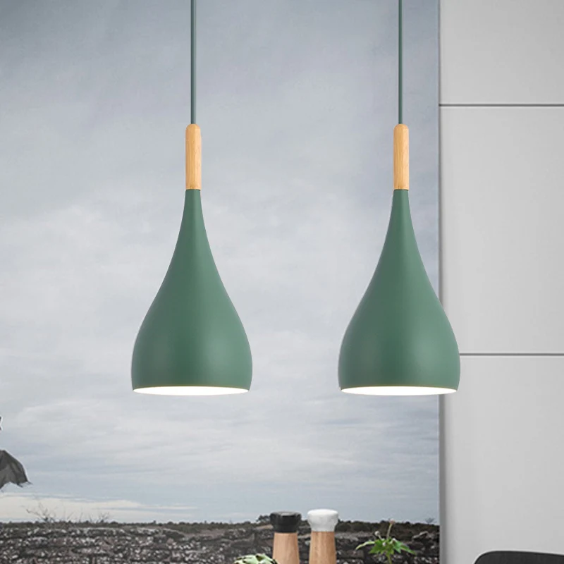 Macaron Raindrop Plafonnier Suspension Aluminium 1 Lumière Salle à Manger Lampe Suspendue Kit en Gris/Rouge/Bleu Clearhalo