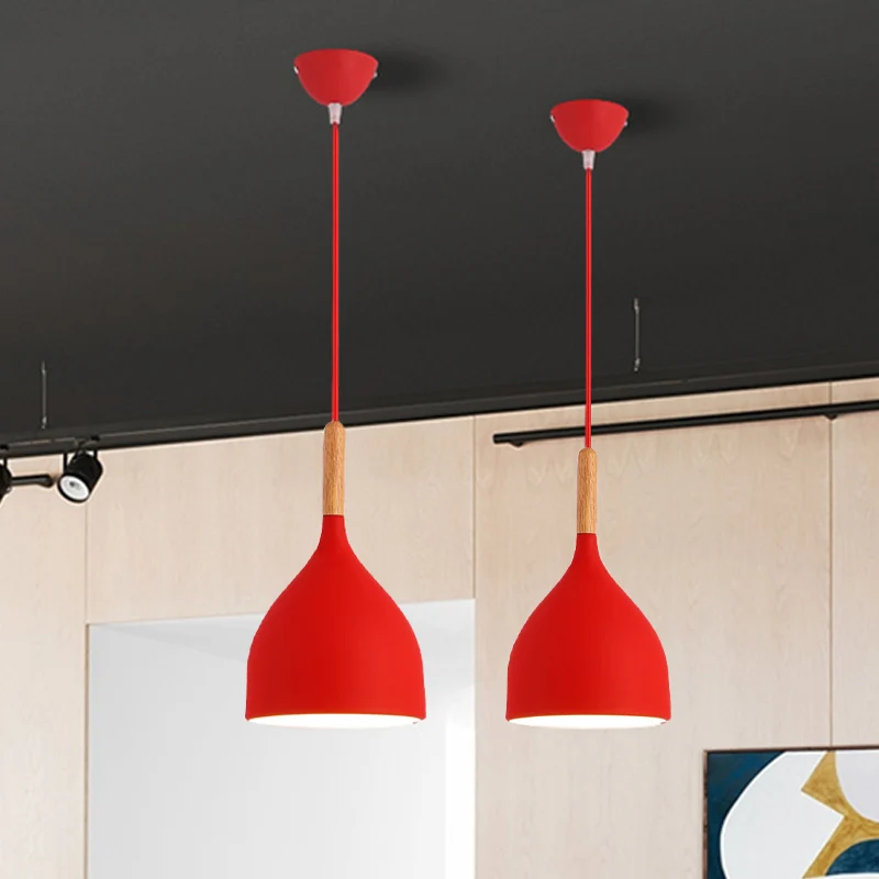 Macaron Raindrop Plafonnier Suspension Aluminium 1 Lumière Salle à Manger Lampe Suspendue Kit en Gris/Rouge/Bleu Clearhalo