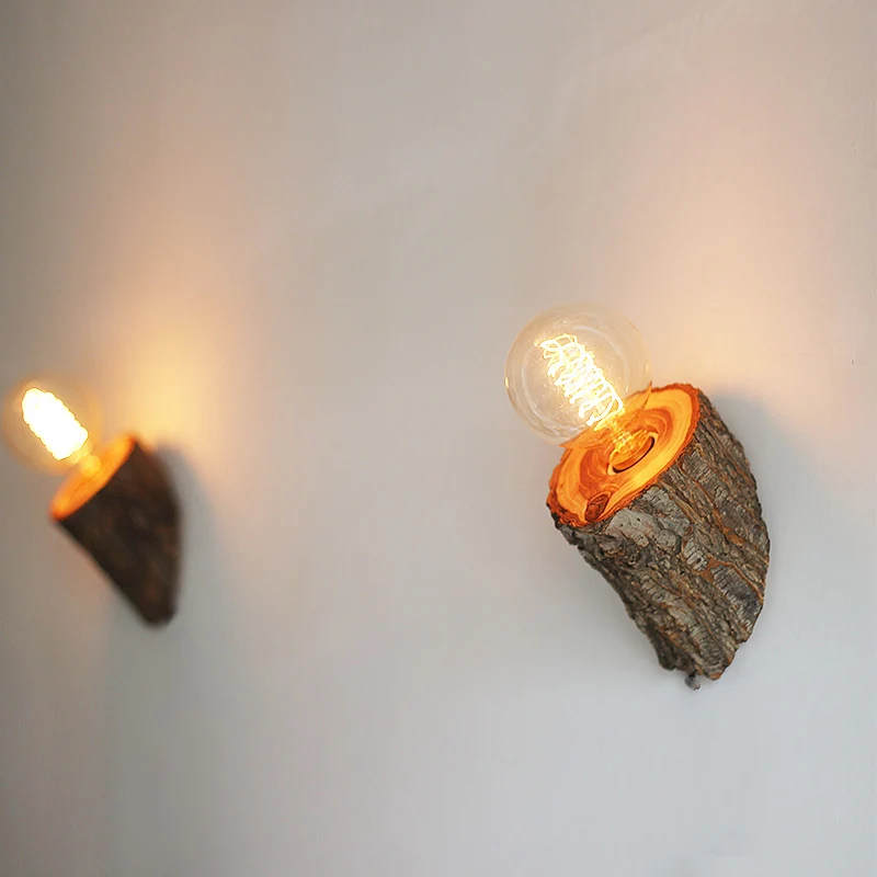 Mini applique murale en bois, éclairage mural simple lumière Lodge pour salon Clearhalo