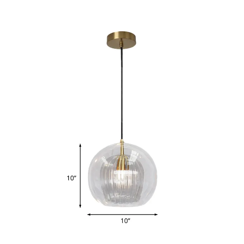 Mini lampe suspendue en verre transparent Global, lampe à suspension postmoderne à 1 lumière en laiton, 6"/10" de large Cl...