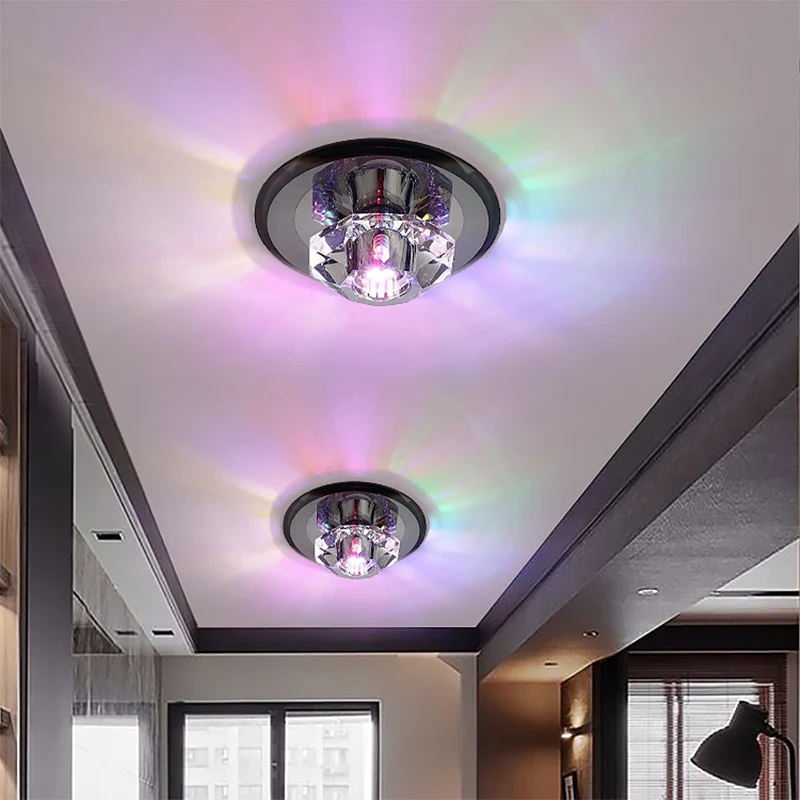 Mini plafonnier LED en cristal biseauté, Style moderne, luminaire de plafond pour couloir Clearhalo