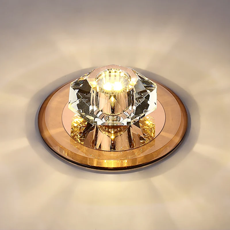 Mini plafonnier LED en cristal biseauté, Style moderne, luminaire de plafond pour couloir Clearhalo