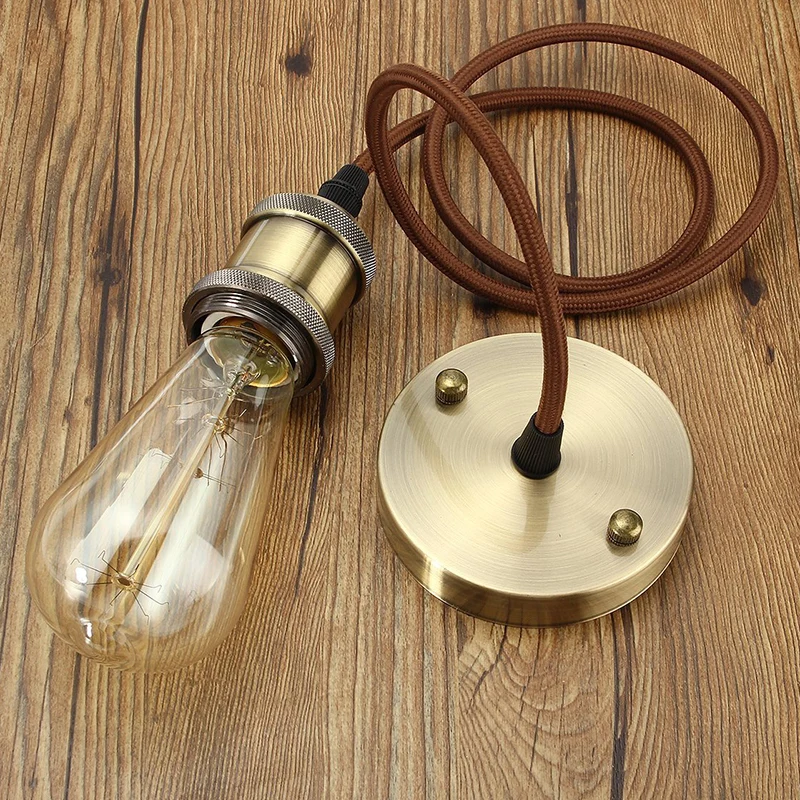 Mini suspension en cuivre de Style industriel, ampoule nue, lampe suspendue pour chambre à coucher avec fil de suspension...