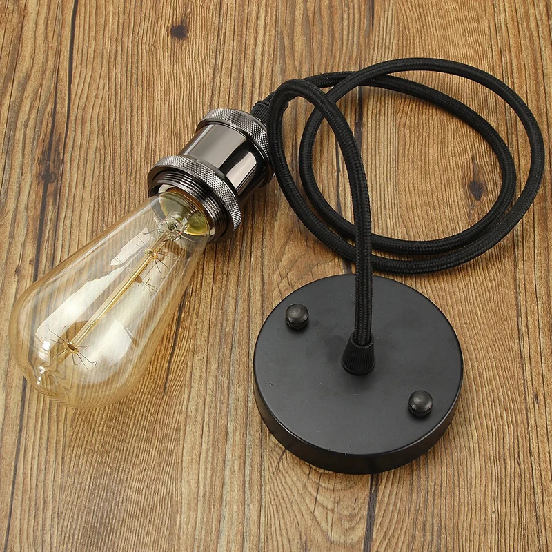 Mini suspension en cuivre de Style industriel, ampoule nue, lampe suspendue pour chambre à coucher avec fil de suspension...