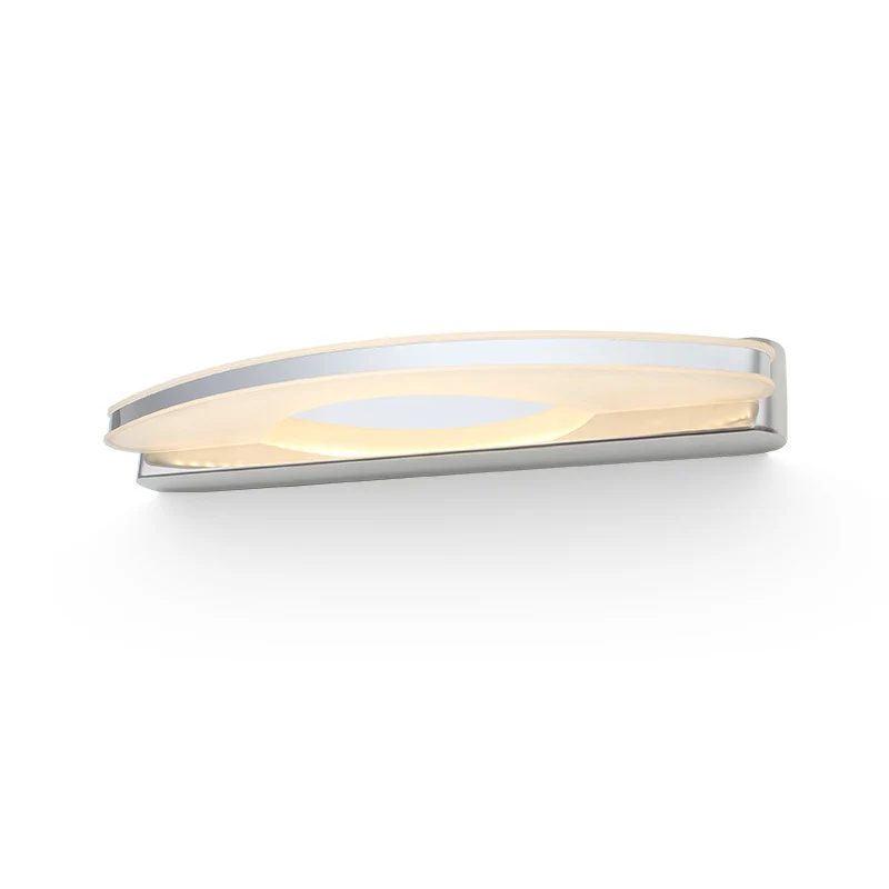 Miroir de courtoisie LED incurvé, applique murale simple en acier inoxydable chromé pour salle de bain Clearhalo