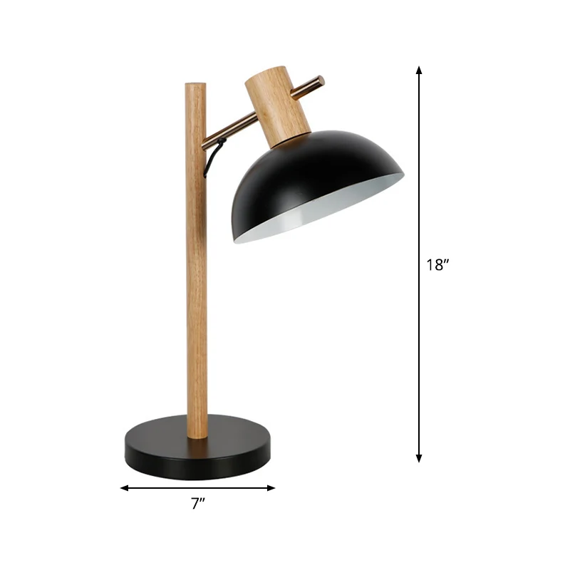 Modernism Hemisphere Task Lighting Lampe de lecture métallique à 1 ampoule en noir pour étude Clearhalo