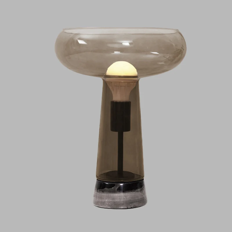 Modernisme Aquarium Éclairage de Bureau Verre à Café 1 Lumière Salon Lampe de Table de Nuit Clearhalo