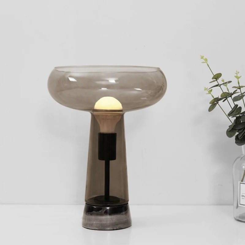 Modernisme Aquarium Éclairage de Bureau Verre à Café 1 Lumière Salon Lampe de Table de Nuit Clearhalo