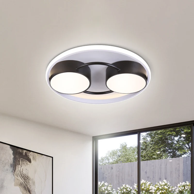 Moderniste Double petit tambour plafonnier en métal 18 "/ 21,5" W LED plafonnier encastré pour chambre à coucher en noir,...