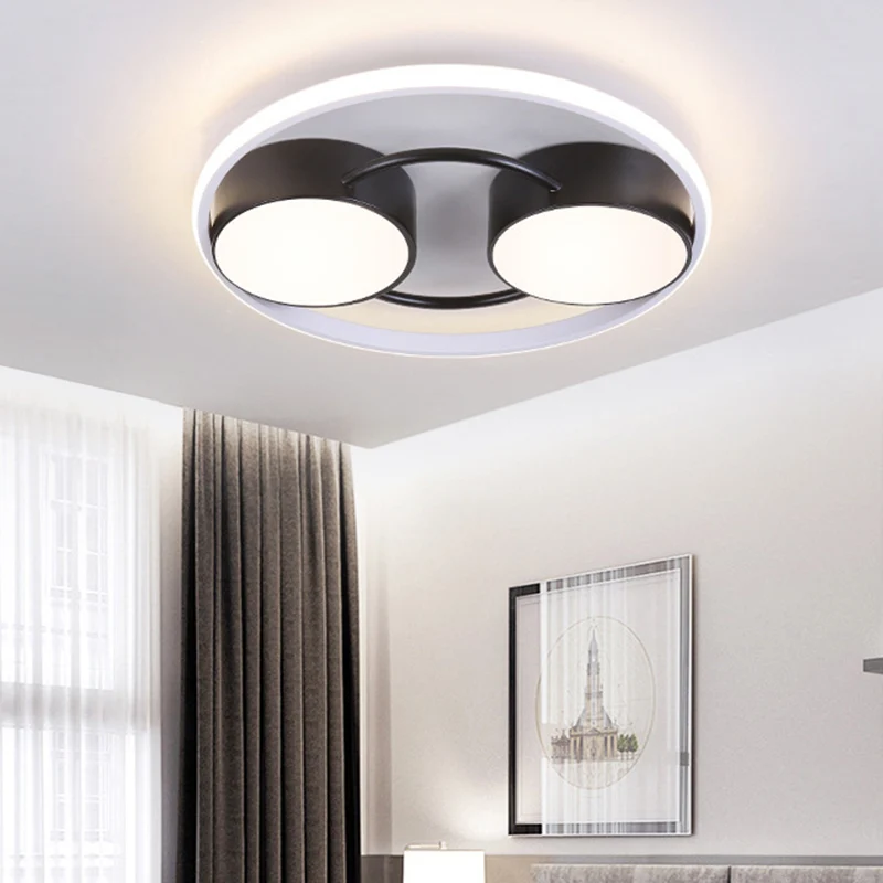 Moderniste Double petit tambour plafonnier en métal 18 "/ 21,5" W LED plafonnier encastré pour chambre à coucher en noir,...