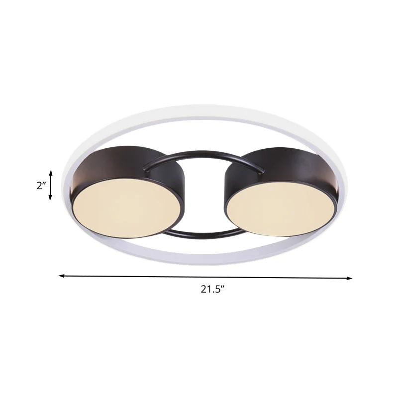 Moderniste Double petit tambour plafonnier en métal 18 "/ 21,5" W LED plafonnier encastré pour chambre à coucher en noir,...