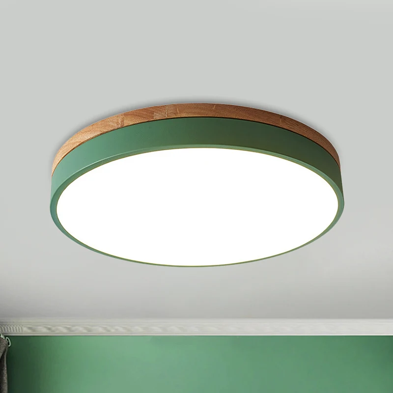 Montage encastré circulaire en métal moderne 12"/16"/19,5" de large LED vert près du plafond avec diffuseur en acrylique C...