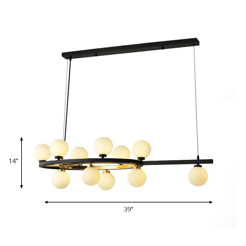 Nordic Bubble Island Lighting Suspension métallique à 11 lumières en noir pour restaurant Clearhalo