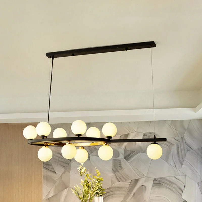 Nordic Bubble Island Lighting Suspension métallique à 11 lumières en noir pour restaurant Clearhalo
