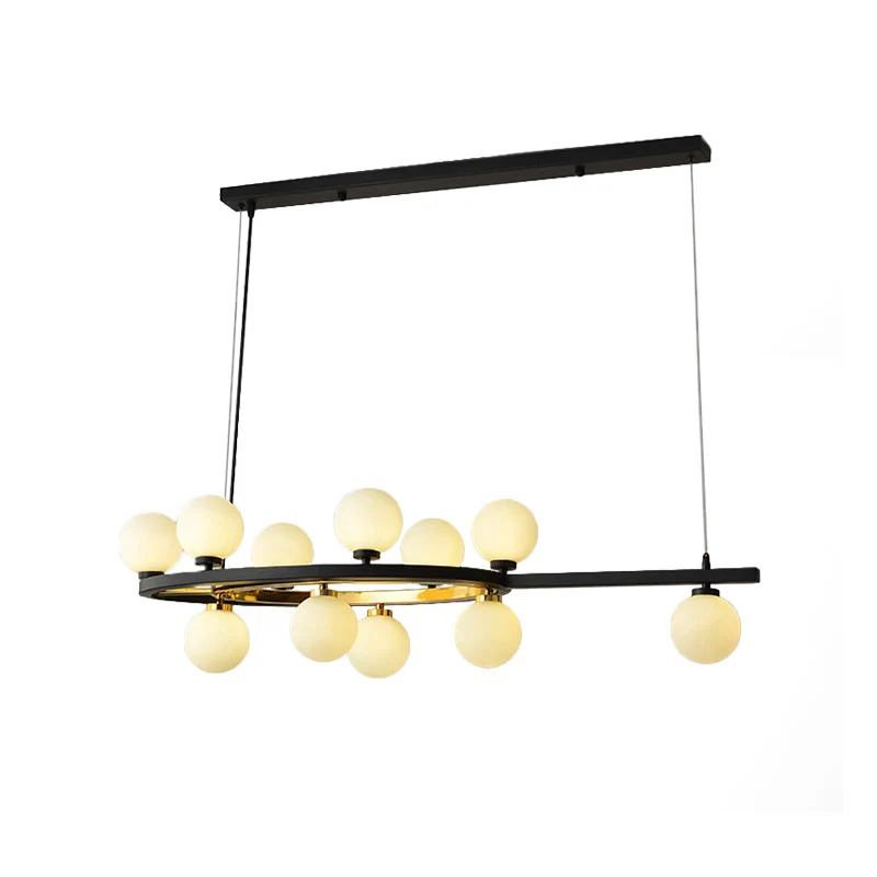 Nordic Bubble Island Lighting Suspension métallique à 11 lumières en noir pour restaurant Clearhalo
