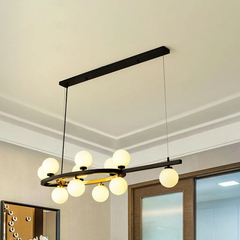 Nordic Bubble Island Lighting Suspension métallique à 11 lumières en noir pour restaurant Clearhalo