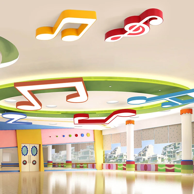 Note de musique plafonnier affleurant en métal belle lampe de plafond de couleur vive Clearhalo