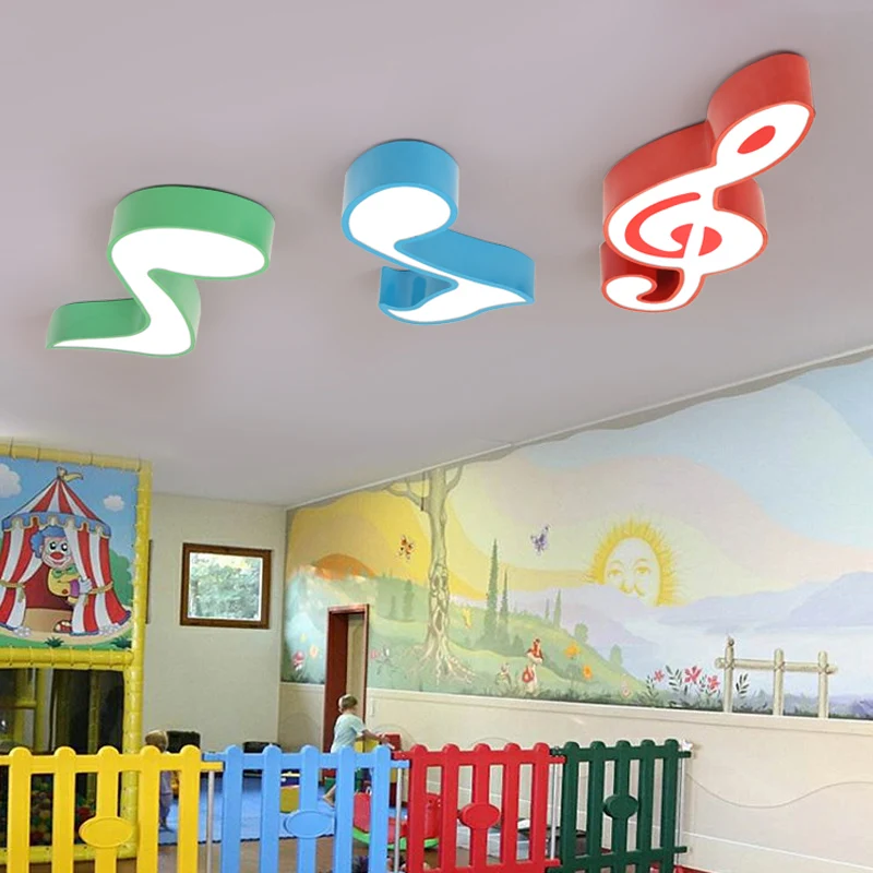 Note de musique plafonnier affleurant en métal belle lampe de plafond de couleur vive Clearhalo