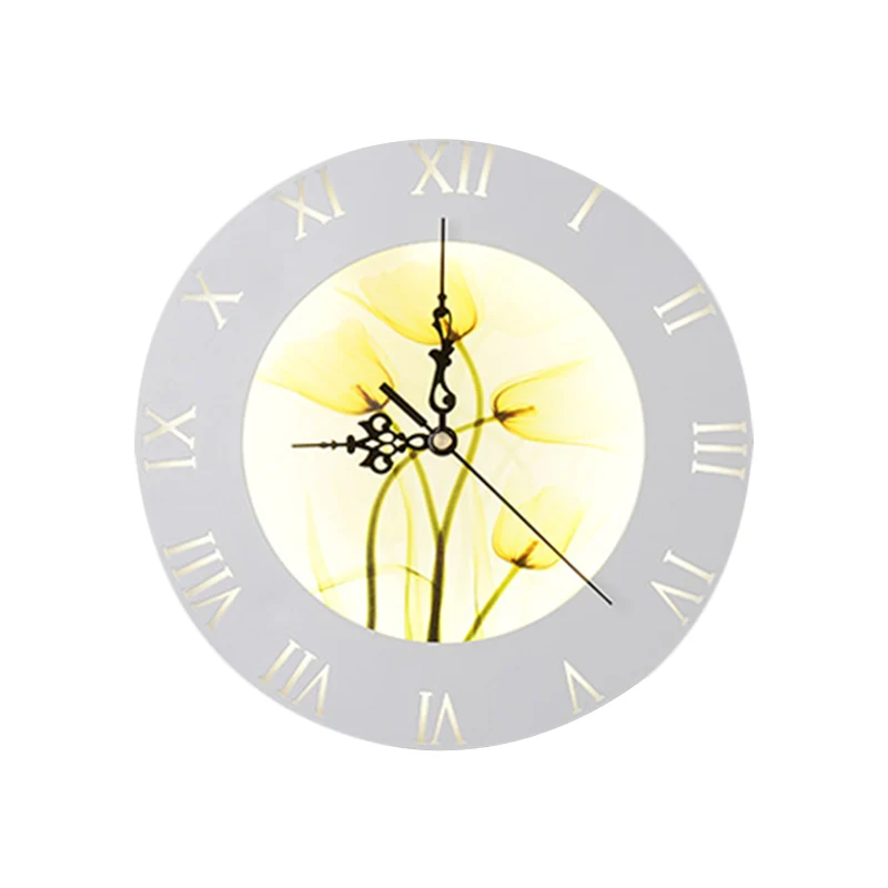 Orange/jaune arrondi horloge murale lumière Style nordique LED en plastique montage mural luminaire pour salon Clearhalo