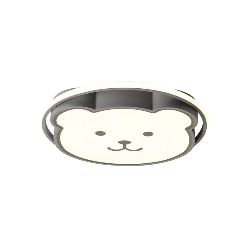Ours plafonnier dessin animé acrylique Led gris/noir encastré éclairage pour chambre d'enfants Clearhalo