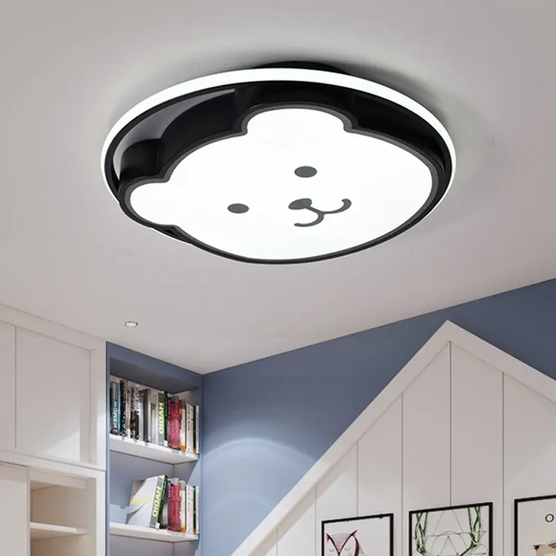 Ours plafonnier dessin animé acrylique Led gris/noir encastré éclairage pour chambre d'enfants Clearhalo