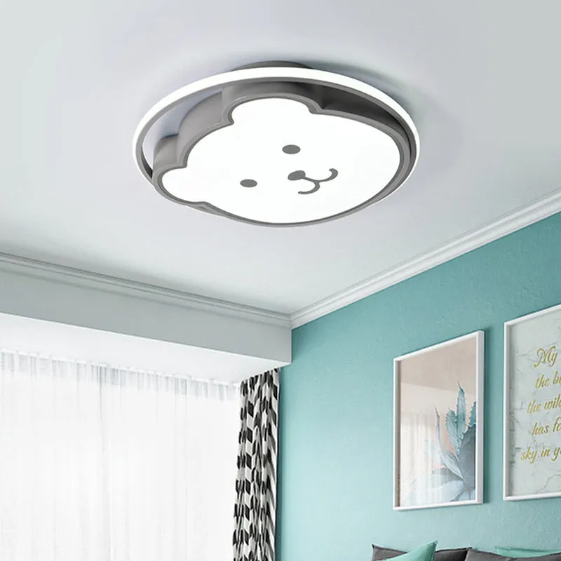 Ours plafonnier dessin animé acrylique Led gris/noir encastré éclairage pour chambre d'enfants Clearhalo