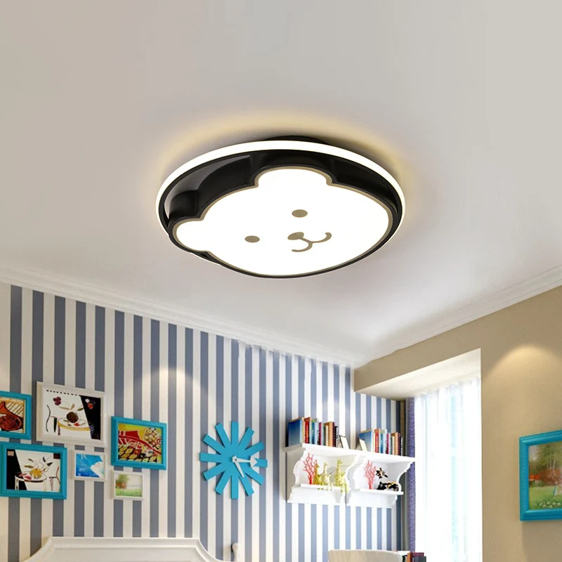 Ours plafonnier dessin animé acrylique Led gris/noir encastré éclairage pour chambre d'enfants Clearhalo