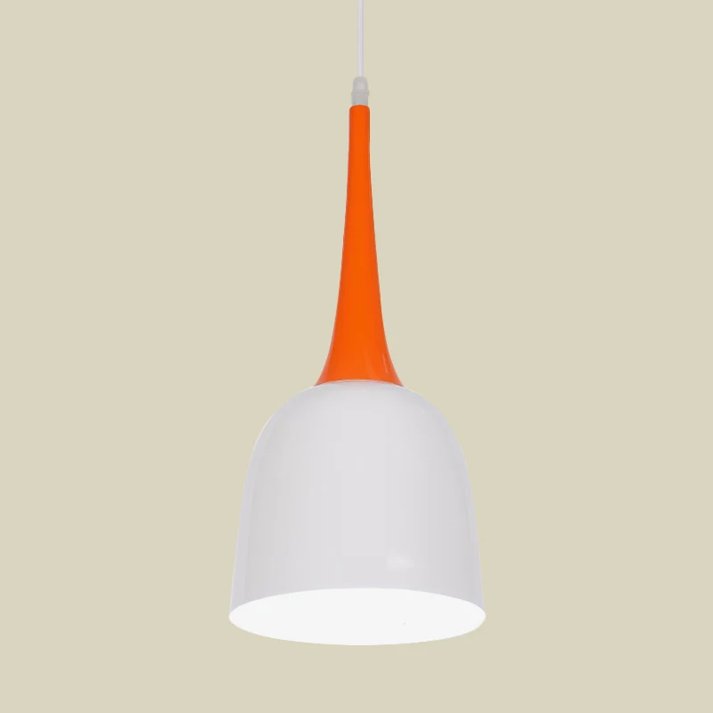 Pendule cloche Macaron noir/blanc/rose, éclairage suspendu simple en fer avec poignée conique orange Clearhalo