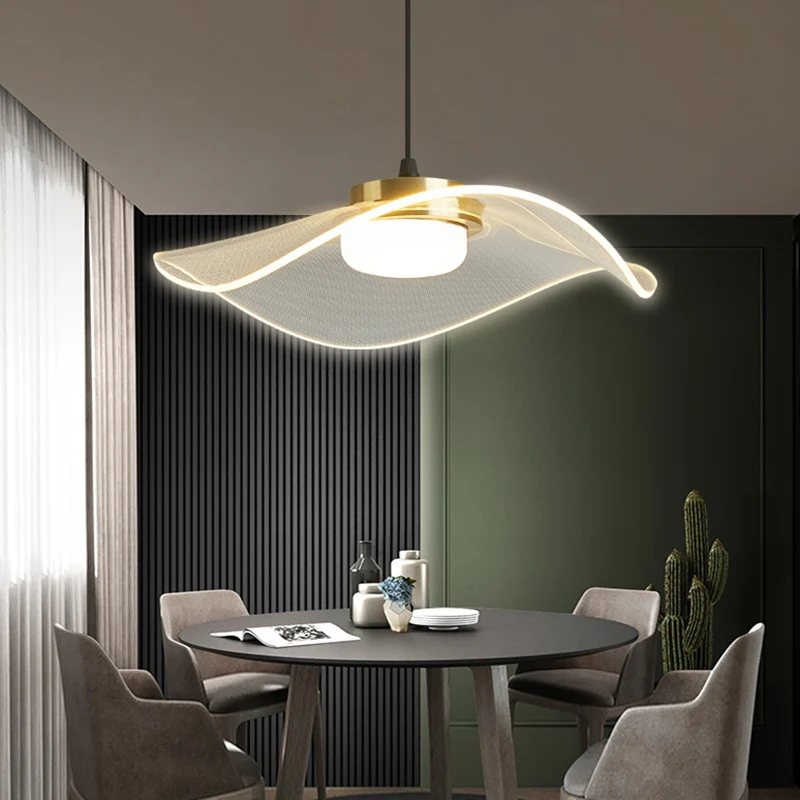 Pendule LED à volants, luminaire suspendu en acrylique transparent, simplicité, pour salle à manger Clearhalo
