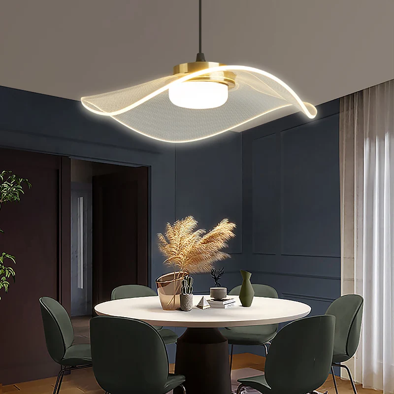 Pendule LED à volants, luminaire suspendu en acrylique transparent, simplicité, pour salle à manger Clearhalo