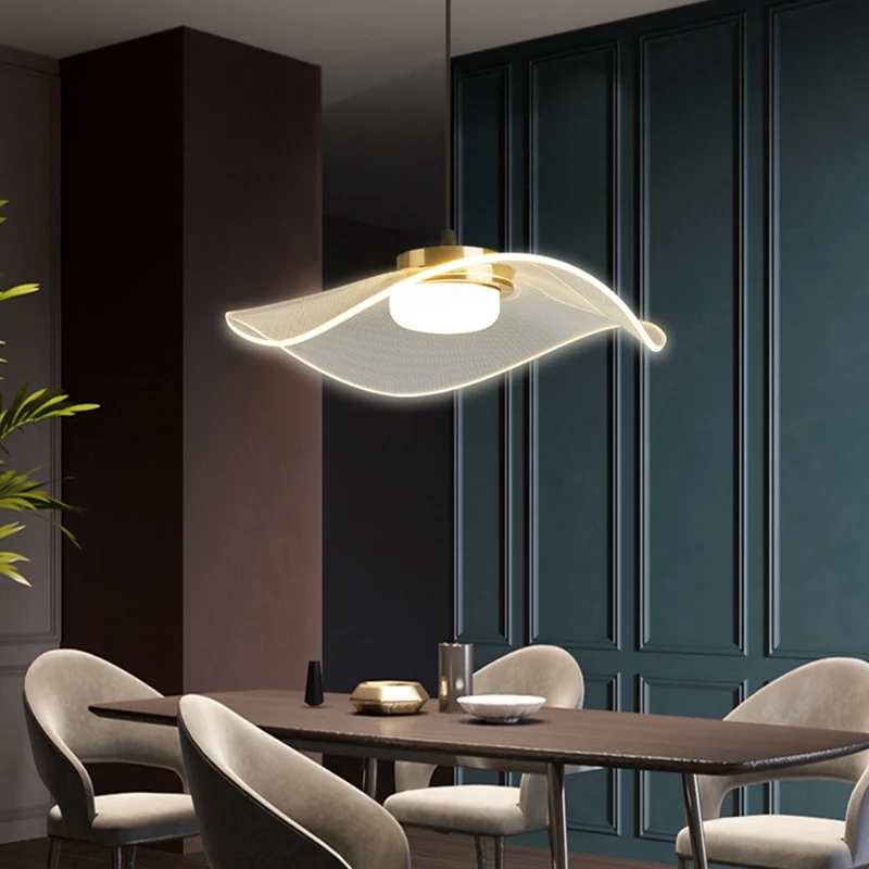 Pendule LED à volants, luminaire suspendu en acrylique transparent, simplicité, pour salle à manger Clearhalo